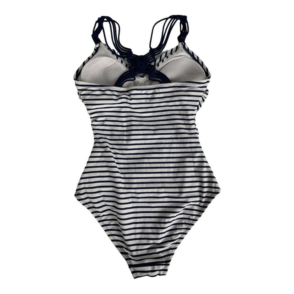 Kona Sol Blue & White Nautical Striped One Piece Swimsuit Size Small - Picture 4 of 10